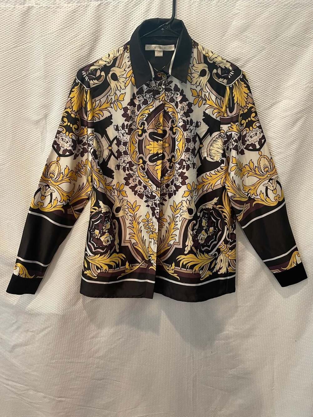 Boston Proper Baroque Scarf Print Button Up Blouse